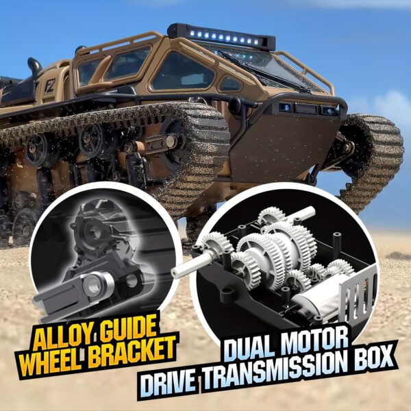 Full-Proportional Remote Control Tank RC Tracked Car Powerful Offroad For All Terrains With Led Lights And Alloy Door Open Model Military War Car Vehicle Gift For Kids With 2 Batteries - Image 4