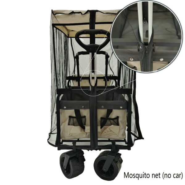 [Mosquito-Proof Wagon Cover] Black Polyester Mesh Folding Utility Wagon Insect Net Cover | Multifunctional Garden Cart Accessory Mosquito Net - Outdoor Adventure Protection Mosquito-Proof Cover, Zipper Closure, Woven, Non-Waterproof, Camping Gear for All Season - Image 4