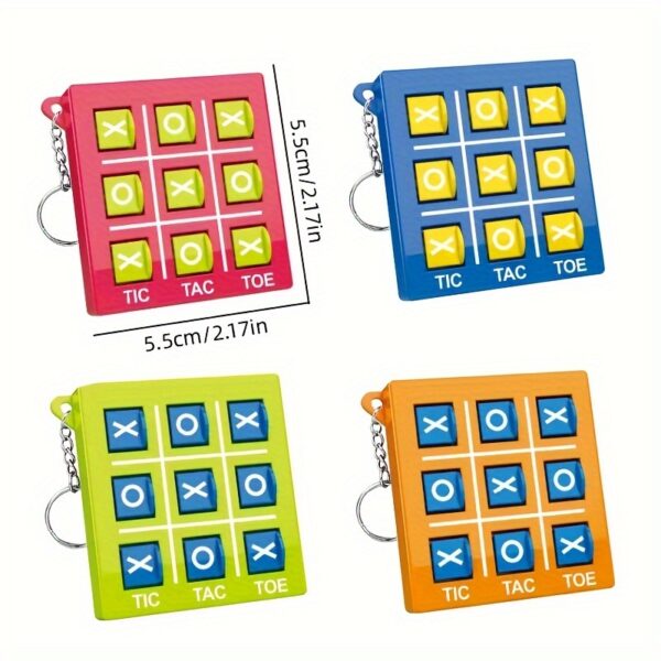 [Mini Tic Tac Toe] 12pcs Mini Tic Tac Toe Games with Keychain - Perfect for Birthday Party Favors and Gift Bag Filler - Uncharged, Blue Red Orange Green, Made of Plastic with Plastic Inlay - Image 4