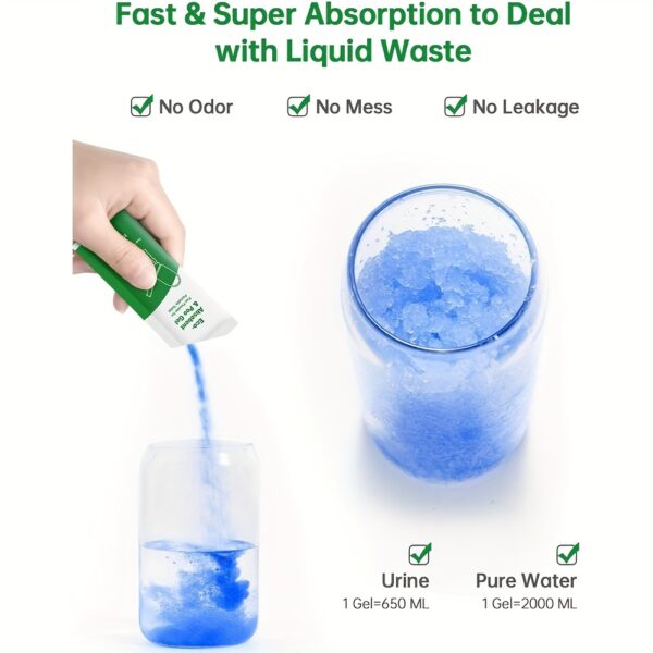 [Portable Toilet Gel] 30/60 Packets Portable Toilet Gel - Deoxyribonucleic Acid (DNA) & Water, 0. Protein Powder, 0. Collagen - Hypoallergenic, 50x Coverage, 30g Gel Powder for Camping, Hiking, Emergency Outdoor Toilet, Camping Toilet, Hiking Essentials, Portable Gel Powder, Collagen Powder - Image 7