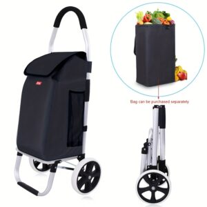 1pc, Fashion Shopping Cart, Portable Trolley, with A Storage Box, Detachable Shopping Bag, Folding Telescopic Pull Cargo Carriage, Convenient Trolley for Buying Food, Moving Freight, Camping Travel Essentials, Black, Bag Can Be Purchased Separately