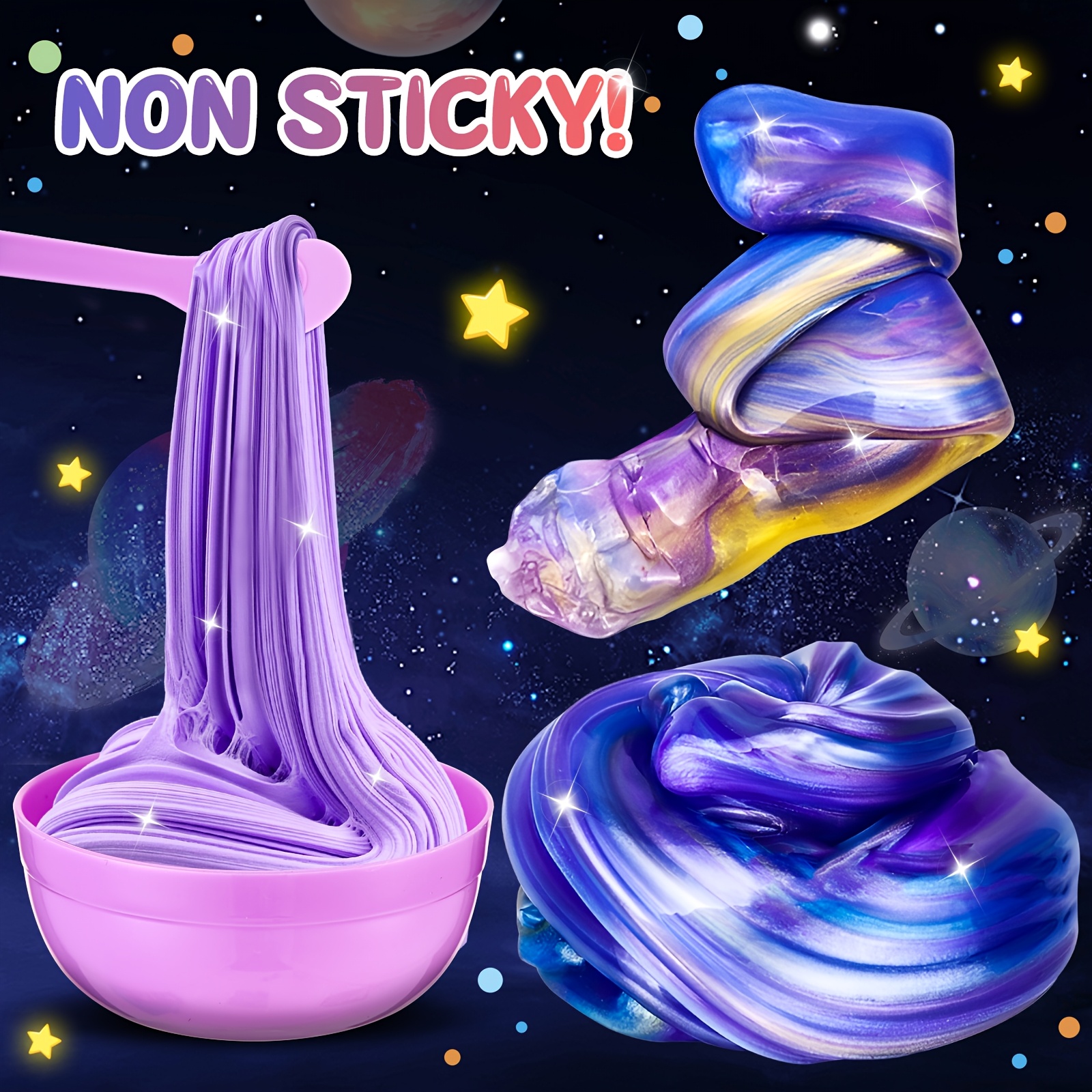 Memorial Day Gifts Galaxy Slime Kit, DIY Non-Sticky & Glow-in-the-Dark Slime Making Set, Perfect for Youngsters' Party Favors & Relax, Ideal Birthday Gift, Perfect for Room Decor - Image 3