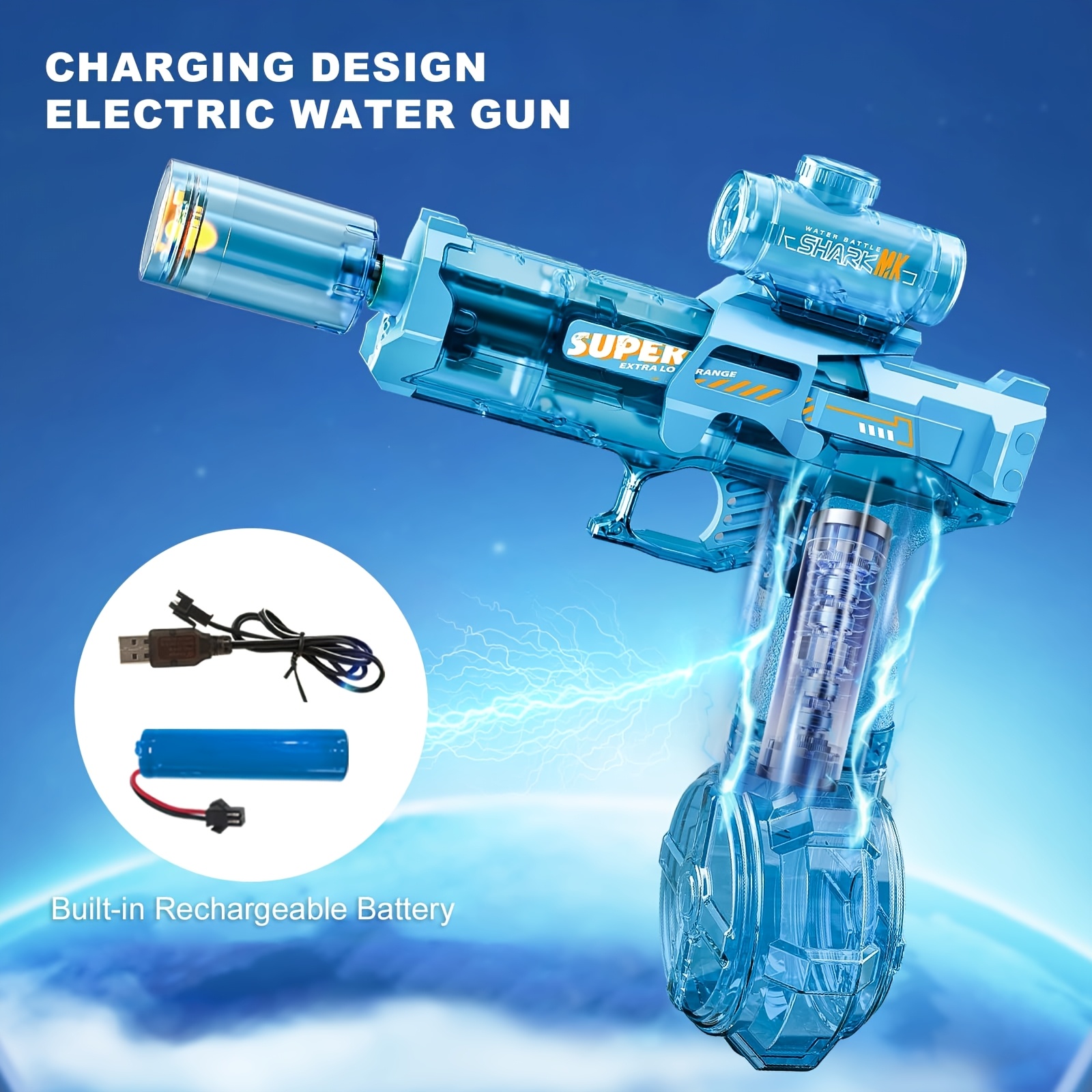 2pcs Electric Water Gun With Realistic Flame Mouth I Ultimate Battle Blaster I LED Flame I Summer Party Toy I Game Toy I Boys And Girls Gift Festival Gift I Birthday Gift - Image 12
