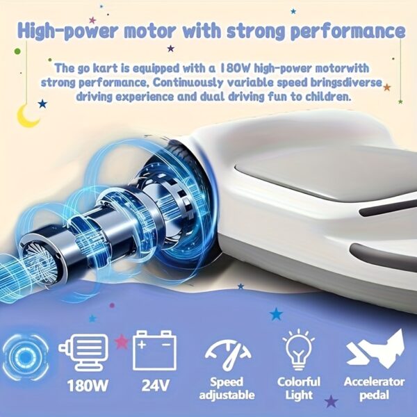 24V 2A High-Speed Motor with 180W Power, 8 Mph Speed with Sturdy 6.5 Inch Road Tires, Charge Time Of 1-2 Hours, Ideal for Children Up to 132.28LB. - Image 7