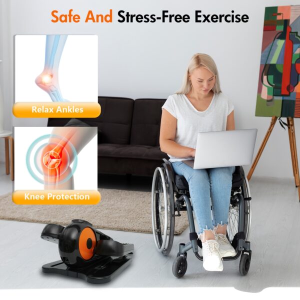 Under Desk Machine, Leg Exerciser for Seniors - Portable Seated Pedal Exerciser with 12 Adjustable Speeds & Remote Control, Quiet & Compact for Home Office Use, Without Battery - Image 5
