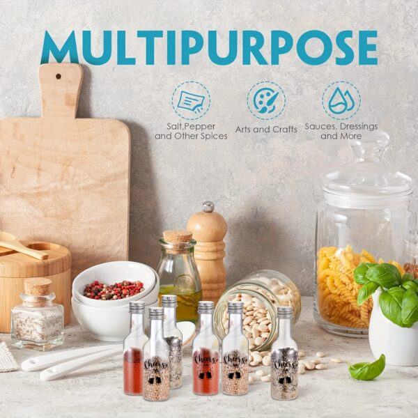31pcs Airtight Shot Bottles with Caps - Plastic Mini Bottles with Cheer Label, 1.7oz/50ml & 0.85oz/25ml, Reusable for DIY Juice, Homemade Spirits - Elegant Presentation, Housewarming, Birthday & Wedding Party Favors, Party Drinkware, Cheerful Label Design, Secure Cap Design - Image 10