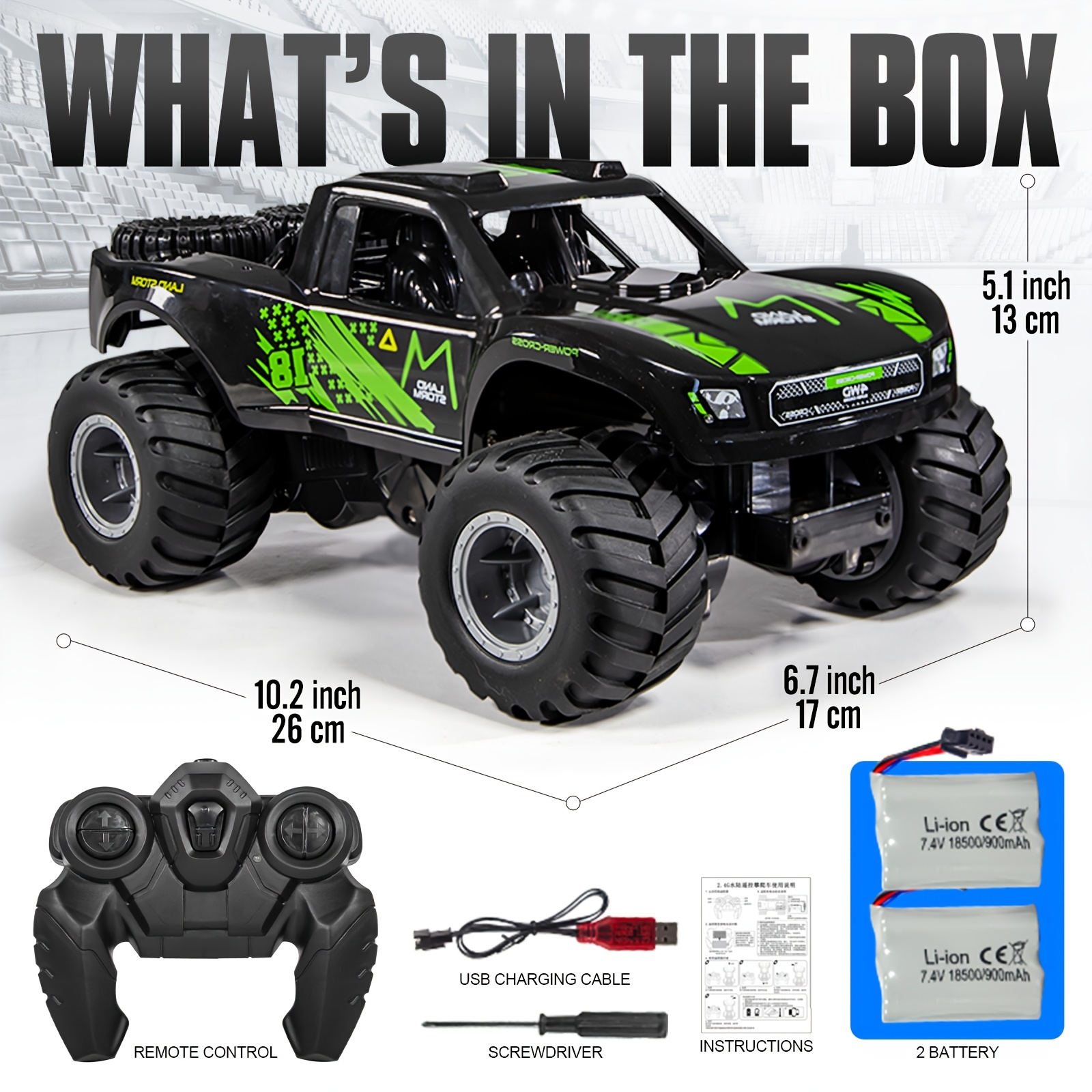 Amphibious RC Monster Truck - 1:16 Scale, 4WD Off-Road Capability,, Includes 2 Rechargeable Batteries, Durable Plastic Body, Ideal Gift for Boys Ages 4-7, Outdoor Play Vehicle|Sporty Design|Rechargeable Toy, NIHO TECH - Image 3
