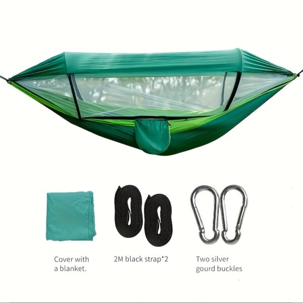 [Nylon Hammock] Portable Double-Nylon Hammock Tent | with Mosquito Net & Sun Shade, Woven Outdoor Sleeping Gear, Hand Washable | for 1 or 2 Person Capacity, Backpacking, Travel, Garden, Park - Image 8