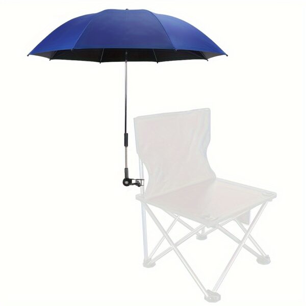 47" Portable Chair Umbrella with Clamp - 360-Degree Swivel, Adjustable Height, Alloy Steel Frame, Easy Wipe Clean, Ideal for Beach Chairs, Strollers, Wheelchairs & Golf Carts - Classic Blue - Image 3