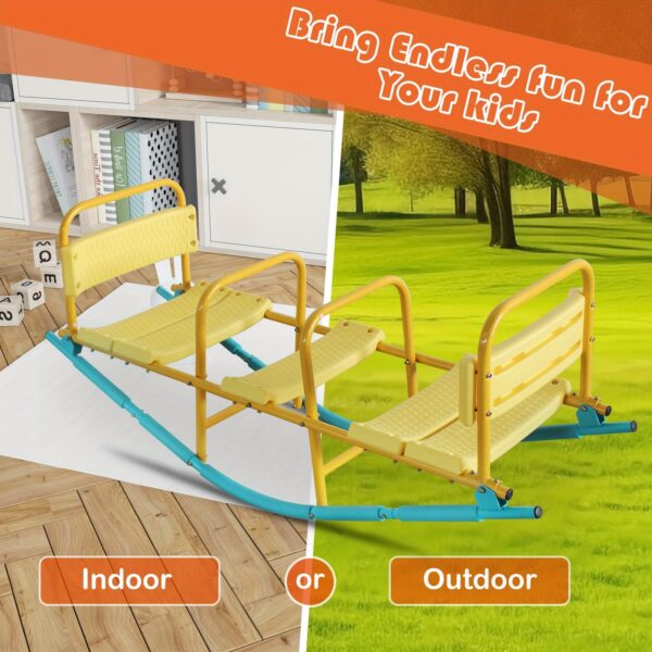 2-in-1 Metal Seesaw Toy with Easy-to-Hold Handles - Vibrant Yellow & Blue Indoor/Outdoor Play Equipment for Family Backyard, Kindergarten, Holiday Gifts (Stainless Steel), Seesaw Toy, Playful Design, Durable Construction - Image 3