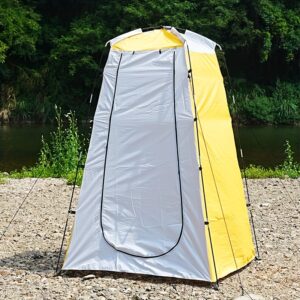 1pc Portable Pop-Up Camping Toilet Tent with Steel Frame, Polyester Fabric, and Zipper Closure - Ideal for Outdoor Picnics, Travel, and Hiking, Camping Accessorie