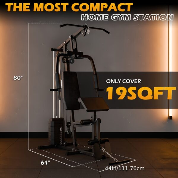 100LBS Weight Stack Home Gym Station, All In One Workout Machine For Full Body Strength Training, Multifunctional Home Gym System - Image 3