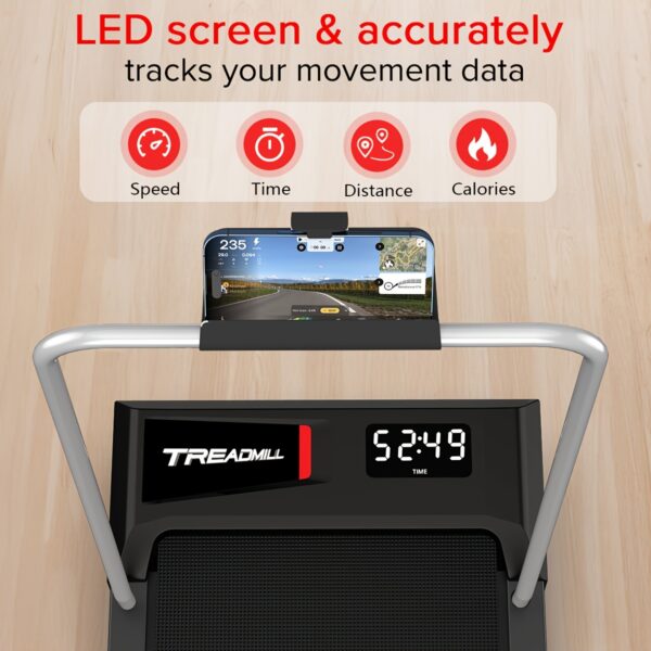 Walking Pad Treadmill With 10% Incline And Handle Bar, 265LBS Capacity, Easy To Install, LED Display, 3 In 1 Under Desk Treadmill With Remote Control, Detachable Handrail, Compatible With KINOMAP App - Image 3