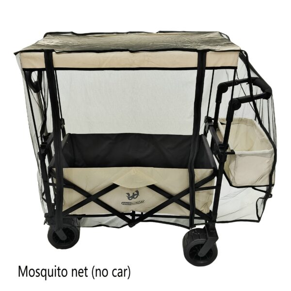 [Mosquito-Proof Wagon Cover] Black Polyester Mesh Folding Utility Wagon Insect Net Cover | Multifunctional Garden Cart Accessory Mosquito Net - Outdoor Adventure Protection Mosquito-Proof Cover, Zipper Closure, Woven, Non-Waterproof, Camping Gear for All Season