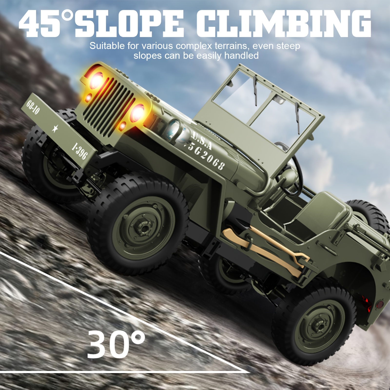 1:10 Scale Adult Electric RC Climbing Car - Off-Road Remote Control Vehicle with 2 Batteries & Ultra-Long Runtime, Durable Plastic Construction, USB Rechargeable, Headlights, Rugged Tires for All-Terrain Adventure, Sporty Appearance, Highdetail Design, Outdoor Adventure, Highdetail Model, Rechargeable Battery, Racing Fans - Image 5