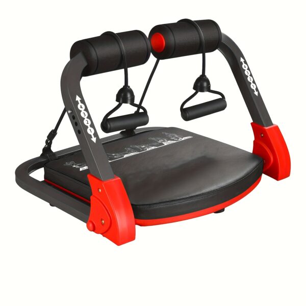 SRIFY Multi-Functional Ab Trainer Machine | Adjustable Resistance Levels for Core Workouts & Strength Training | Compact Design for Home Use | Durable Iron Frame with Comfort Grip Handles | Non-Electric, Ideal for Muscle Toning | Sleek Gray/Black with Red Accents, Gym Accessories, YOSUDA - Image 5