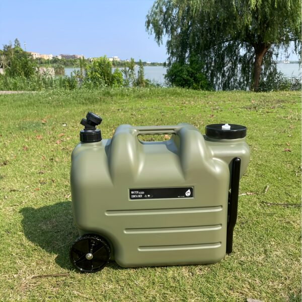 [Portable Water Bucket] 7.4 Gal Portable Water Bucket with Wheels & Pull Rods | Large Capacity PE Square Container, Olive Green with Black Wheels for Camping, Hiking, and Picnics | Outdoor Water Transport, Transportable Water Storage, Durable PE Material - Image 7
