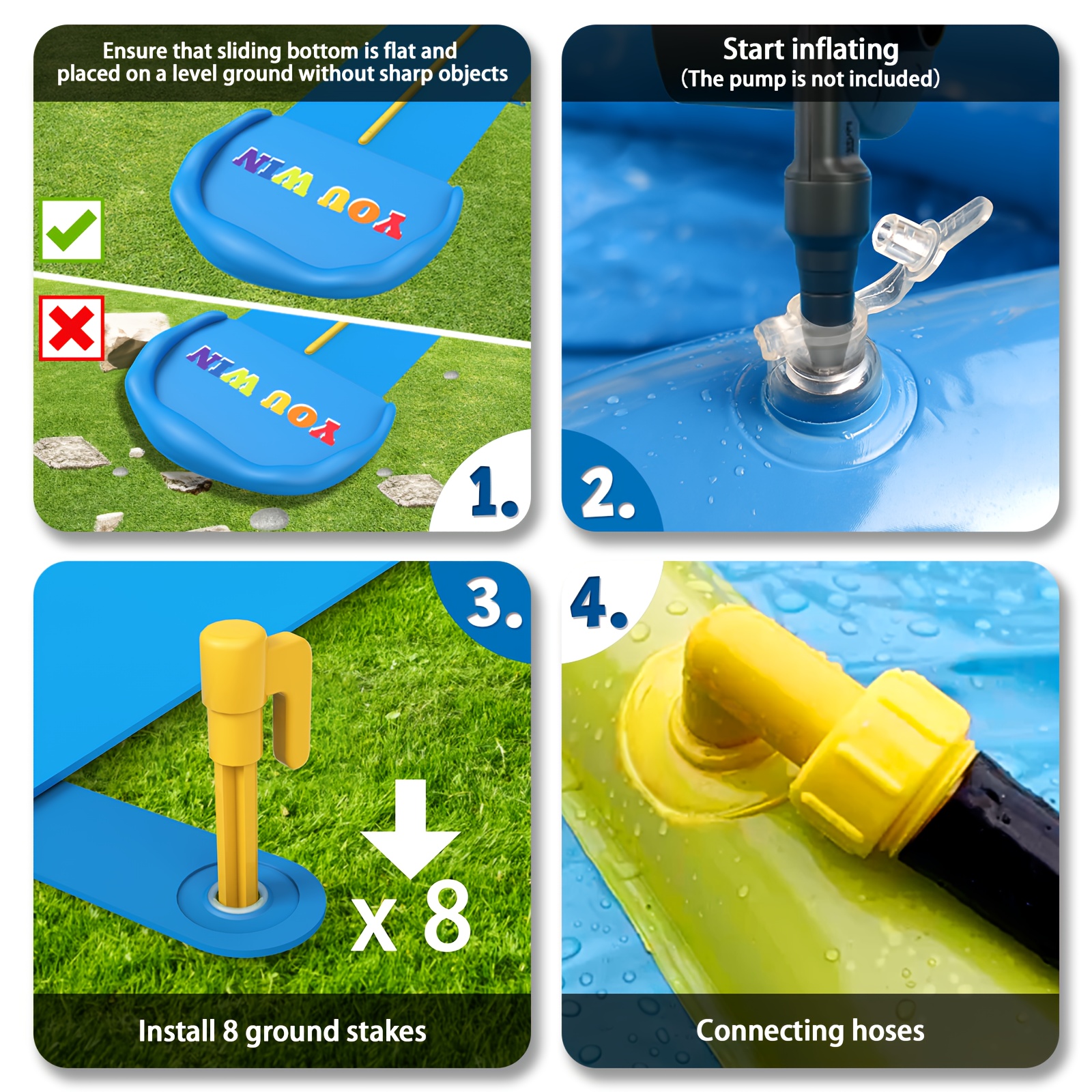 10m Extra Long Water Slide, 32.8ft Inflatable Splash Water Slip with 2 Racing Lanes and 2 Body Boards for Kids Boys Girls Adults Outdoor Summer Water Toys - Image 8