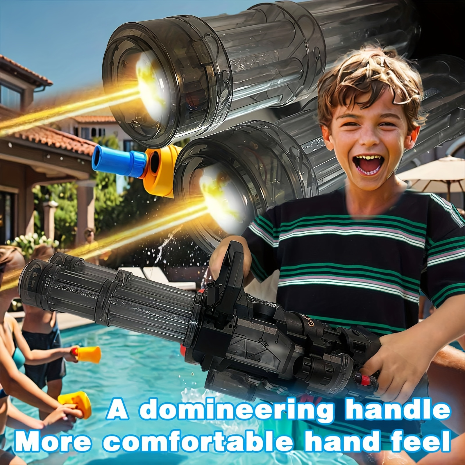 Powerful Dual - Barrel Gatling Electric Water GunFor Adults & Youngsters, Shoots Up To 49ft, LED Sensor, Big Tank - Perfect For Pool & Summer Parties - Image 5