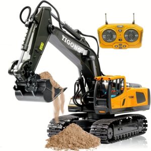 [RC Excavator] 1200mAh RC Excavator Toy | Remote Control Excavator Construction Toys For Boys With Metal Shovel & Light | Track Type Tractor Toys For 6+ Boys, Perfect 2025 Kids Birthday Gift For Ages 6-12+