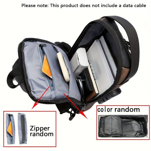 [Anti-Theft Backpack] High-Capacity Adjustable Crossbody Backpack | Men's, Anti-Theft Password Lock, Durable Fabric, Multi-Compartment Design, Secure Zipper Closure, Secure Travel Bag - Black - Image 8