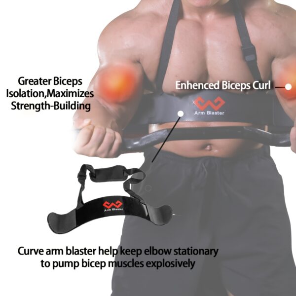 [MANUEKLEAR Arm Blaster] MANUEKLEAR Adjustable Thick Iron Arm Blaster Bicep Curl Bar | Black with Red Logo, Barbell Curl Assist for Strength Training, Sleek Design, Durable Construction - Image 10