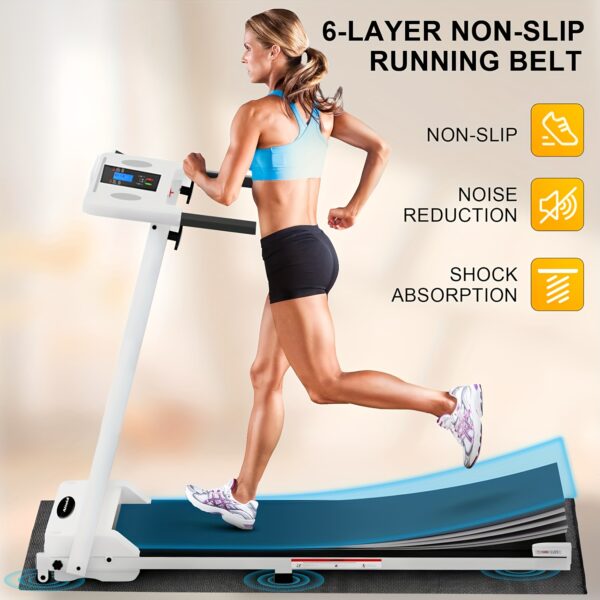 [Portable Treadmill] 1pc Portable Treadmill | LED Touch Screen, 3.0HP Motor, 300+ lbs Capacity - Under Desk Design, No Assembly Required, Aluminum Frame for Home Gym/Office Use, White/Black, Treadmills for Home Exercise - Image 4