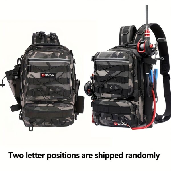 [Durable Fishing Bag] Durable Camouflage Large Fishing Tackle Storage Bag with Rod Holder | Water Bottle Pocket, Ideal Christmas & New Year Gift for Angler - Nylon - Image 3