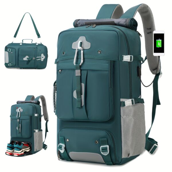 [Durable Hiking Backpack] Durable 50L High-Capacity Hiking Backpack with Shoe Compartment | USB-Powered, Adjustable Straps - Ideal for Outdoor Camping, Back-to-School Season, Backpack for Travel - Image 4