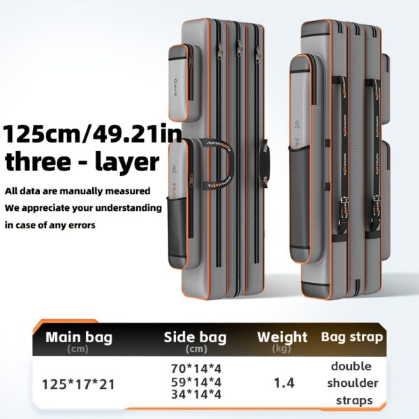 [Portable Fishing Gear Bag] Yuzhiyuan Fishing Gear Bag, Durable & Lightweight, with Multiple Compartments | Ideal for Freshwater and Saltwater Fishing, Gray with Orange Accents, Perfect Gift for Anglers, Fishing Accessory - Image 10