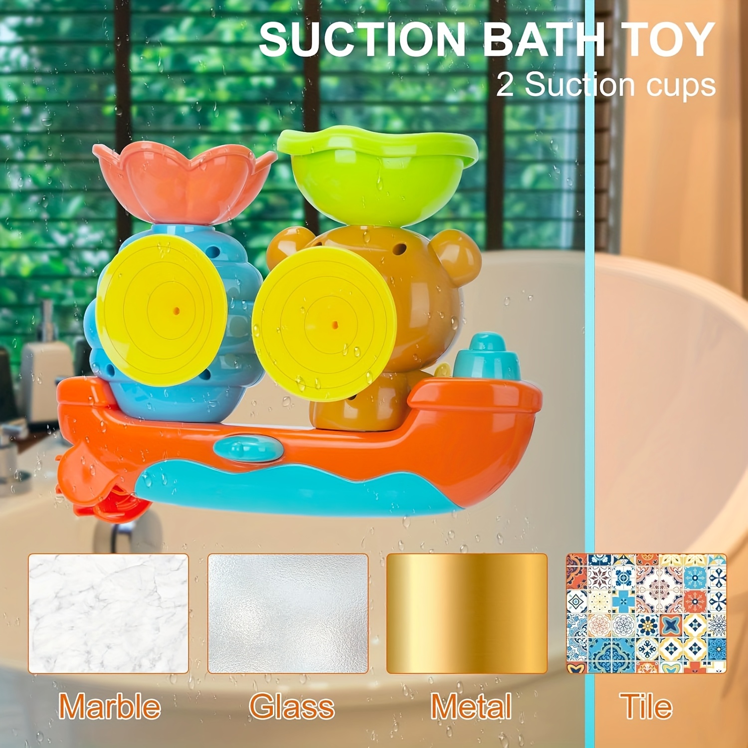 Baby Bath Toy with Two Strong Suction Cups, Kids Bathtub Water Play Bear Boat Toy for Boys and Girls, Ideal Gift for Infants and Toddlers Learning to Shower - Image 10