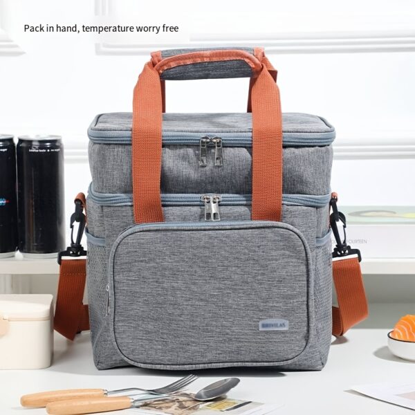 [Outdoor Refrigerated Bag] The outdoor refrigerated bag can be expanded with a double-layer insulated ice pack. It comes with an adjustable shoulder strap for portability and convenience, making it suitable for work, camping and non-food contact at the beach - Image 10