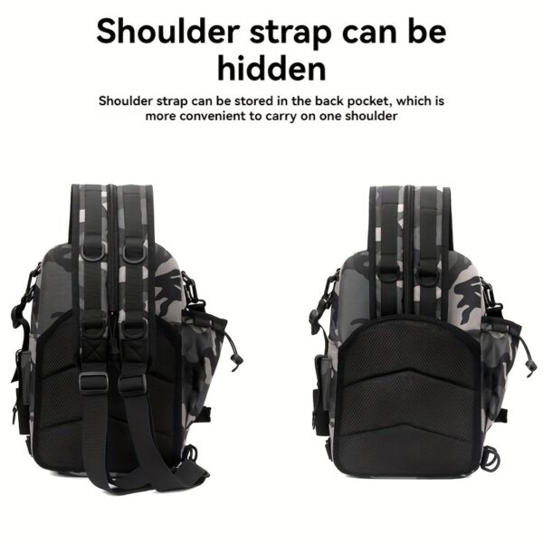 [Durable Fishing Bag] Durable Camouflage Large Fishing Tackle Storage Bag with Rod Holder | Water Bottle Pocket, Ideal Christmas & New Year Gift for Angler - Nylon - Image 6