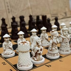 Antique Chess Small Chess Chess Board 28cm/11inch Intentionally Outdated Three Dimensional Qing Army Terracotta Warriors Chess Pieces Character Design Game Entertainment