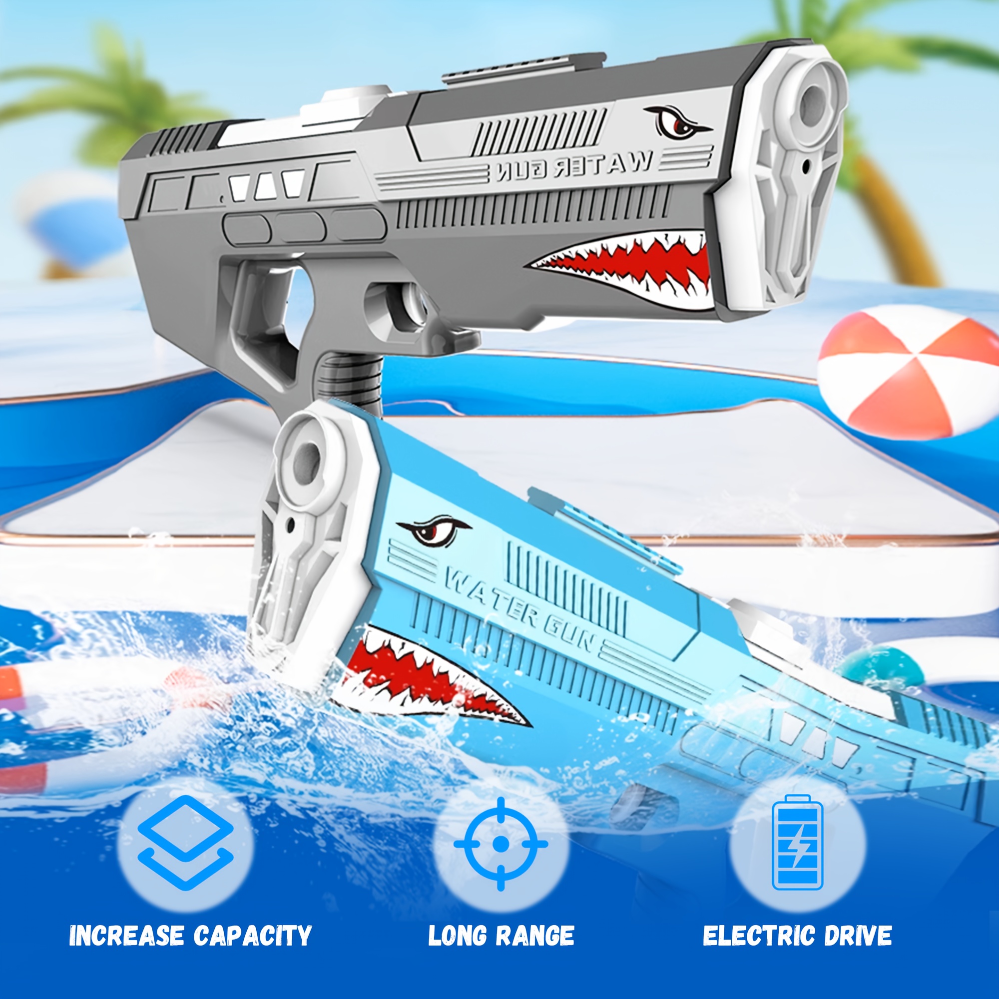 Large Capacity Shark Shaped Electric Water Gun, rechargeable-Aquatic Toys for Beach and Pool, Great for Adults and Youngsters in Summer and Outdoor, Ideal for easter And Birthday Gifts - Image 6