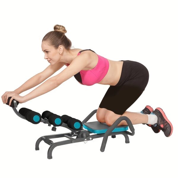 [Adjustable Ab Trainer] Sturdy Iron Adjustable Foldable Ab Workout Equipment - Sit-Up Trainer for Home Gym, Black & Light Blue Design, Perfect Christmas Gift for Core Strength Training - Image 10