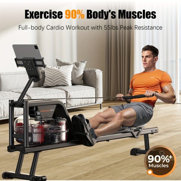 [Magnetic Rowing Machine] SRIFY Heavy-Duty Full-Body Magnetic Rowing Machine - Silent Glide Technology, Comfortable Padding, Foldable Frame - 350LBS Weight Capacity For Home Gym Workouts, Compact Design, Full-Body Training, No Battery - Image 2