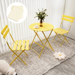 3pcs Patio Bistro Set Outdoor Furniture Set Folding Bistro Table And Chairs With Premium Steel Frame Weather Resistant Conversation Set For Bistro Balcony Porch Yard Garden