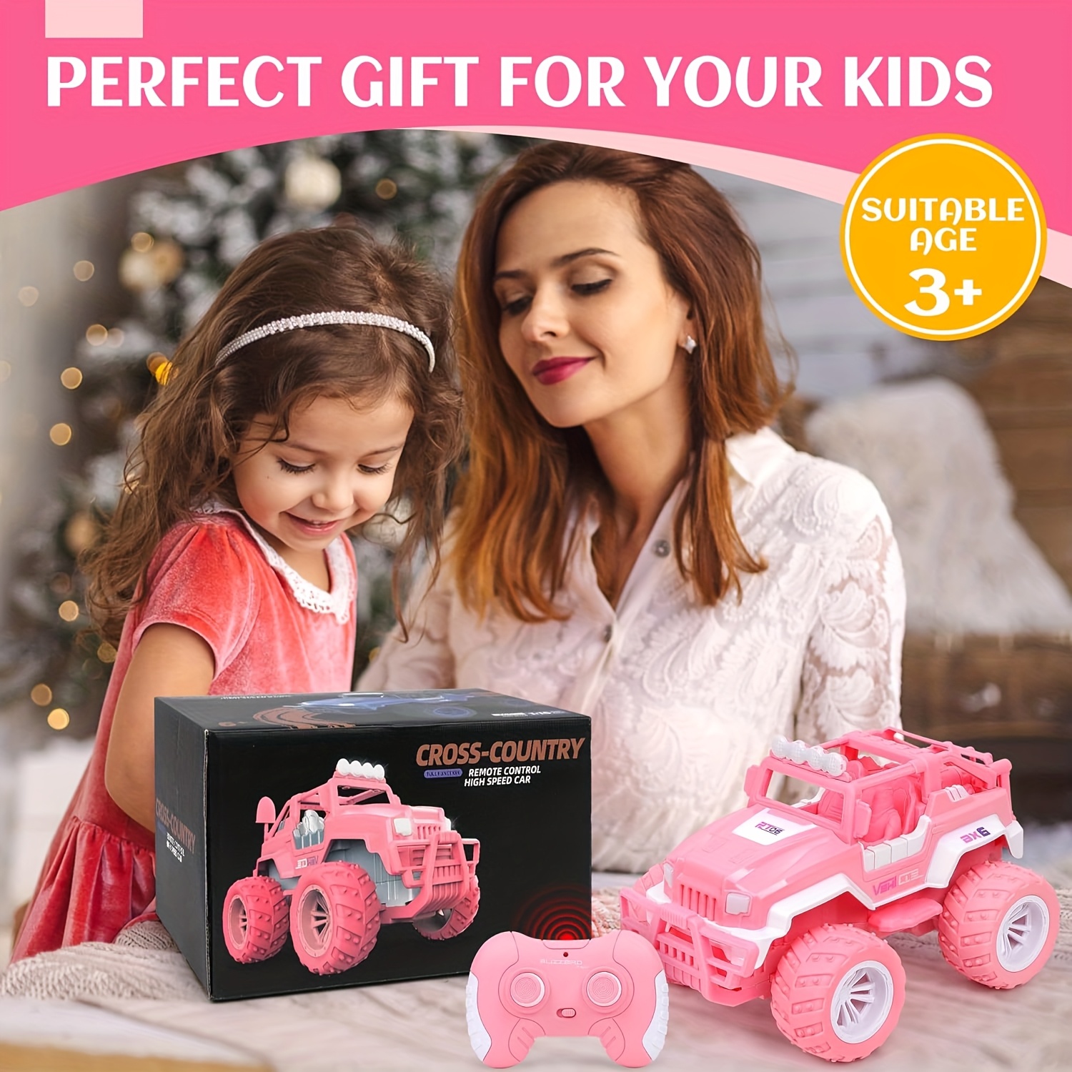 RC Car for Girls, Pink RC Truck with Two Rechargeable Batteries, Toys for 3, 4, 5, 6, 7, 8 Year Old Girls, Birthday Ideas for Little Girls - Image 5