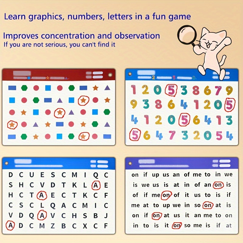 Concentration And Observation Training: Find The Same Game Cards - Fruits, Animals, And Letters - No Battery Required - Image 6