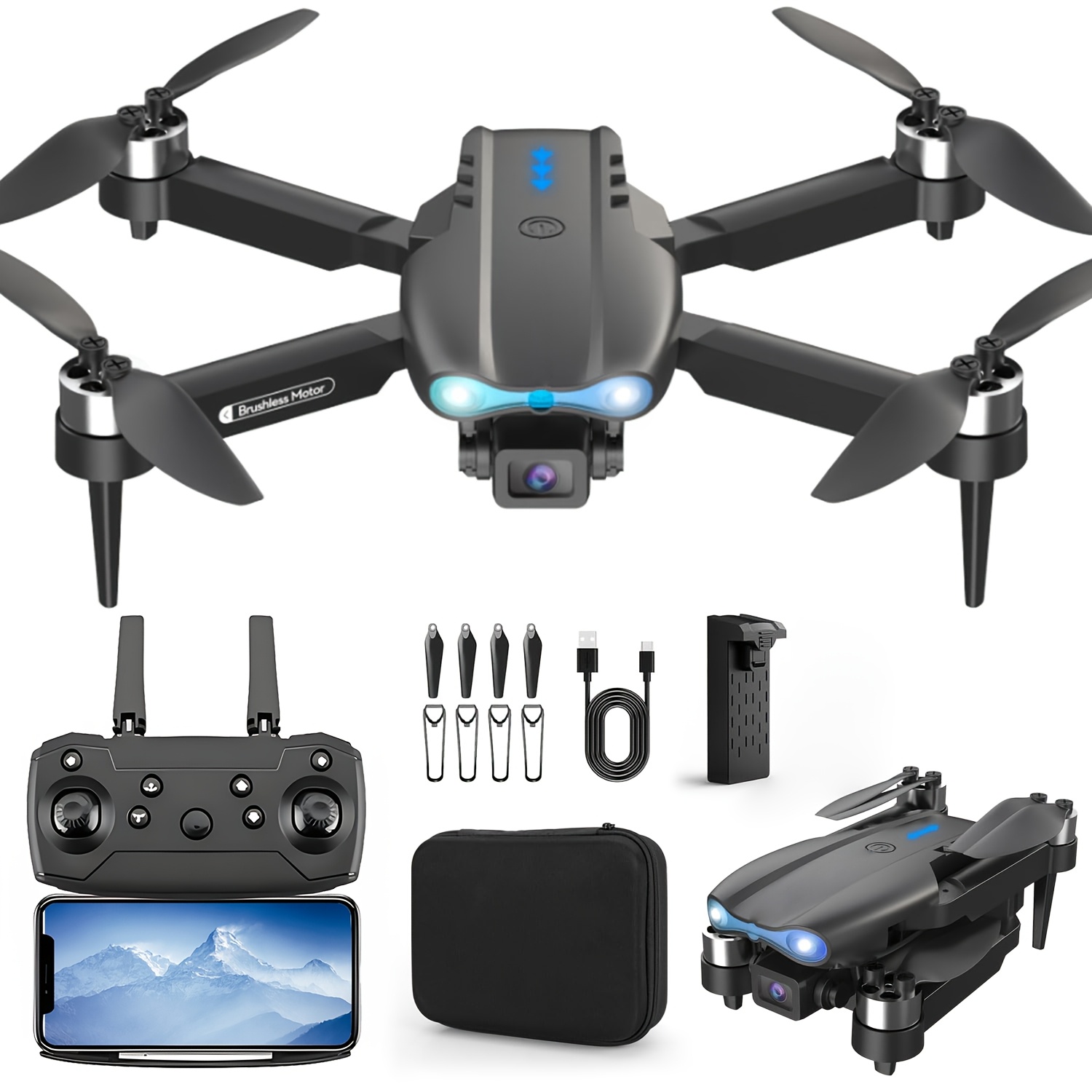 Dual Camera Drone, Foldable Remote Control Drone, Brushless Motor, Optical Flow Positioning, Intelligent Tracking, Indoor And Outdoor Discount Drone, 2 Batteries, 1 Battery, Beginner Gift, Easter Gift, Best Gift for Boyfriend - Image 7