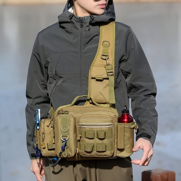 [Camouflage Fishing Backpack] Camouflage Multi-Functional Fishing Backpack | Nylon Fishing Tackle Box Bag with Adjustable Strap, Suitable for Fishing, Hiking, Camping - Single Shoulder Crossbody Tactical Bags with Lace-Up Detail - Image 6
