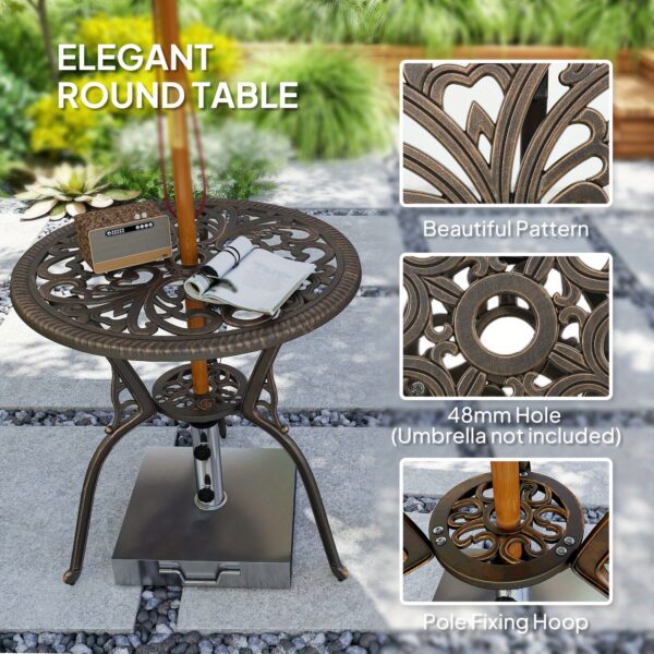Outdoor Patio Bar Table and Chair Set, Cast Aluminum Pub Furniture, Suitable for Garden, Balcony, Terrace, Red Copper Outdoor Patio Coffee Table and Chairs, Premium Metal Frame Patio Furniture, Ideal for Porch, Poolside, Balcony, Garden, Patio, Patio Furniture Sets - Image 9