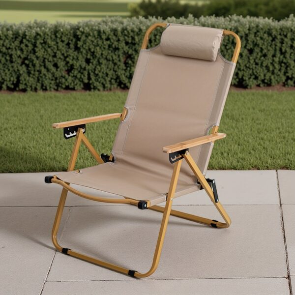 Garden, Lawn & Gardening > Outdoor Furniture > Garden Set > Adjustable Folding Lounge Chair for Outdoor Patio Leisure, Camping, Hiking Metal Chairs, No Assembly Required, Space-Saving with Medium and Large Sizes, Four-Position Adjustable Folding Lounger - Image 2