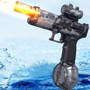 Black Ultimate Battle Blaster Electric Water Gun with Realistic Muzzle Flame, High-Capacity Tank, Battery/USB Powered, Durable Plastic Design for Summer Outdoor Beach Pool Parties - Perfect for Adults and Youngsters, Beach Play Essentials | Actionpacked Style | Durable Plastic Toy, Toy Gun