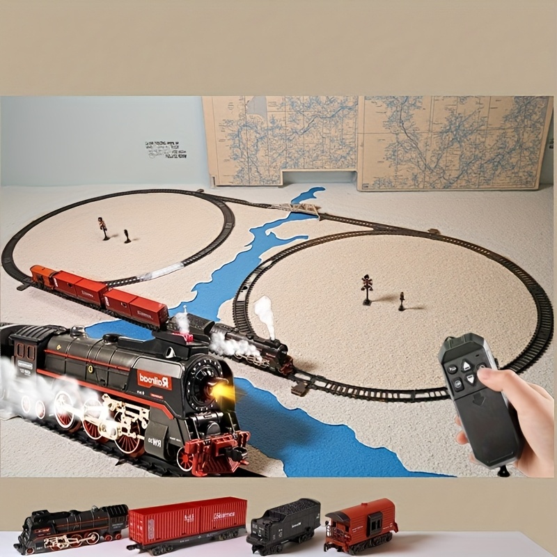 Electric Train Set for Kids Ages 3+ Real Smoke LED Lights Train Sounds Interactive Bridge Track Long-Lasting Battery Parent-Child Play Collectible Toys Christmas Birthday Gifts for Boys Girls - Image 5