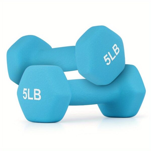 [5LB MoNiBloom Dumbbell] MoNiBloom 5LB Anti-Slip Neoprene Coated Dumbbell Set | Hexagon Hand Weights for Outdoor and Home Gym Equipment Workouts Strength Training - Image 5