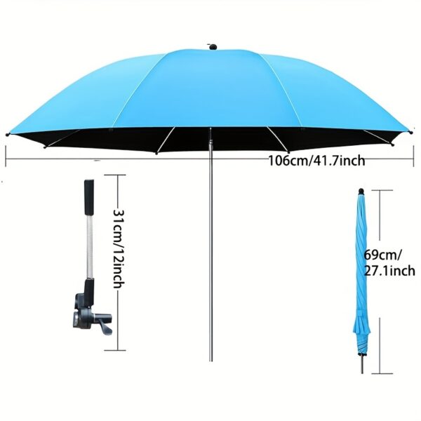 [Portable Umbrella] Adjustable Heat-Resistant Portable Outdoor Umbrella with Clip | Suitable for Camping, Beach Chairs, Golf Carts, Wheelchairs, Patio Seating, Manual Operation - Image 3