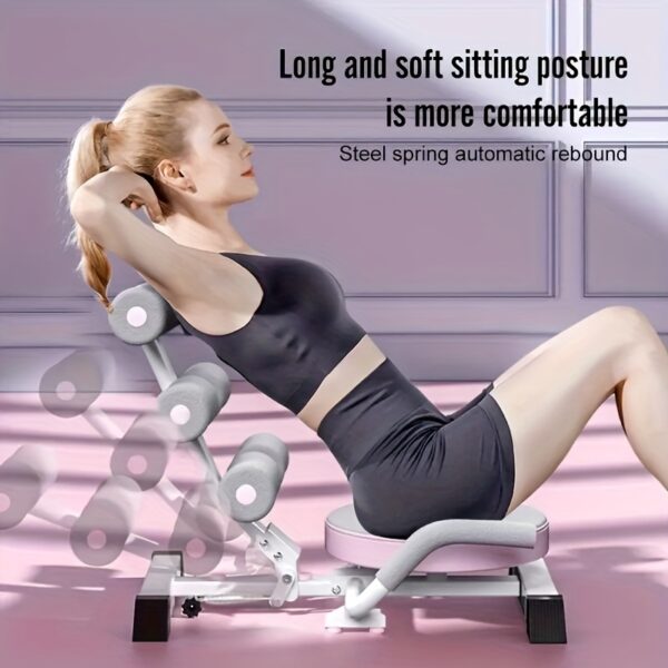 1pc Foldable Abdominal Exercise Equipment - Spring-Assisted Sit-Up Assistant with 360° Rotating Disk, Durable Iron, Transparent Pink - Ideal for Core Strengthening & Muscle Toning, Gym Accessories - Image 7