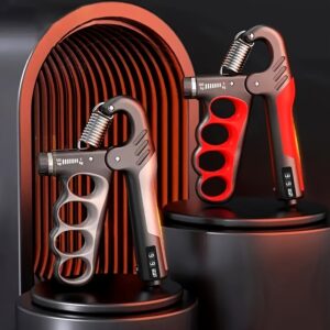 1x Ergonomic Hand Grip Strengthener, 11.02-220.46LB Adjustable Resistance, Stainless Steel with Non-Slip Grip - Durable & Rust-Proof for Enhanced Finger & Forearm Training, Rehabilitation | Ideal for Athletes, Musicians, Gamers | Orange/Gray/Red, Grip Strength Trainer